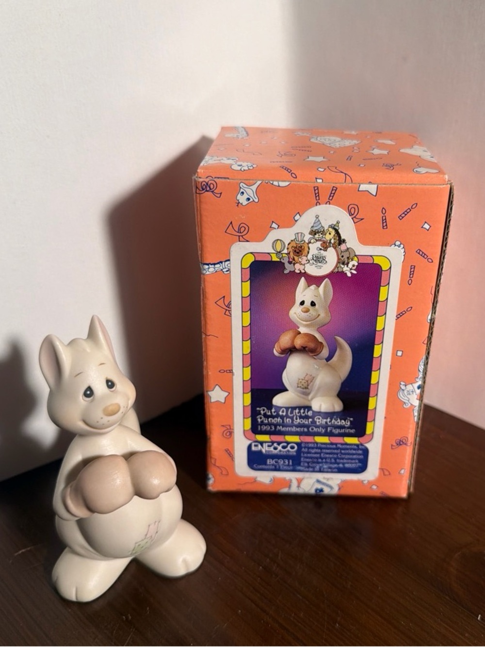 White Ceramic Kangaroo Figurine - 'Put A Little Punch In Your Birthday'‘